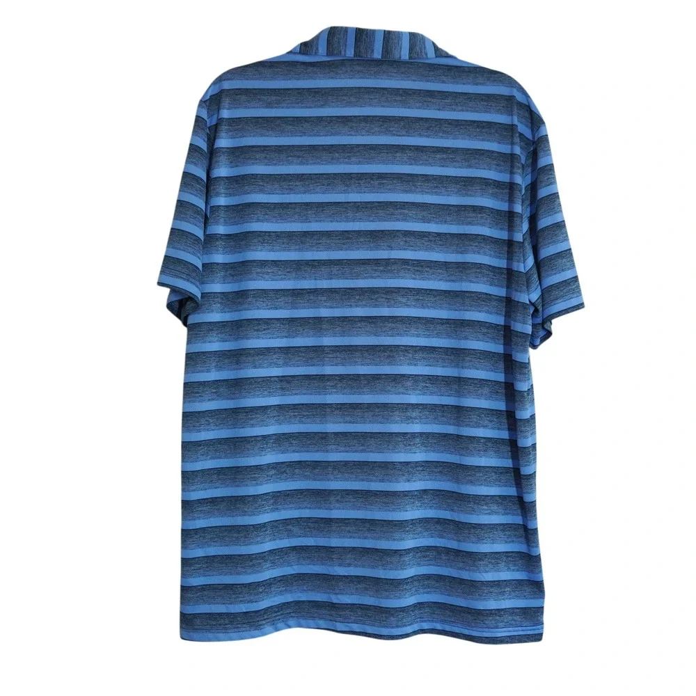 Adidas Golf Men's XL Blue Striped Short Sleeve Performance Polo Shirt Casual